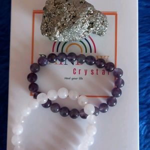 Pyrite Cluster, Rose Quartz, Amethyst Combo