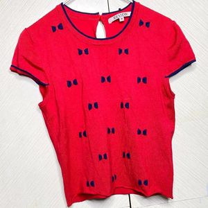 Red Embroidery Top