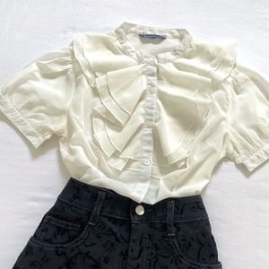 Mast & Harbour Y2K Fitted Victorian Shirt Top