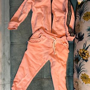 ANTHRILO..PINK FLEECE ZIP UP SWEATSHIRT JOGGER SET - PINK