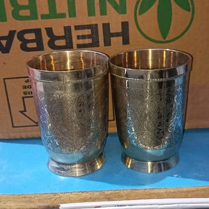 Combo Of New Pure Brass Glasses