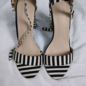 Black And White Heeled Sandals