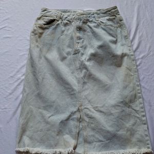 Denim Knee Length Skirt