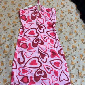 Pink Hearts Halter Neck Dress