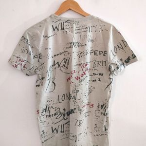 Grey Printed Casual T Shirts (Men's)