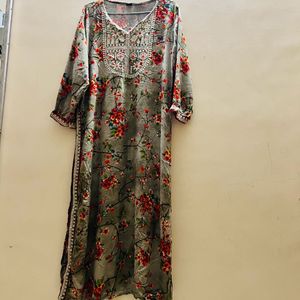 Thread Work Gray Kurti