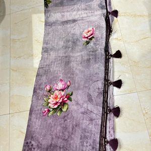 Pure Silk Lavendar New Saree With Blouse