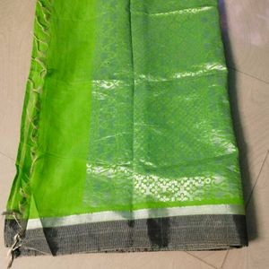 Cotton Silk Beautiful Silver Design Saree