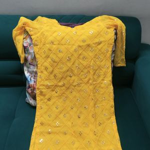 Yellow Stitched Festive Kurta
