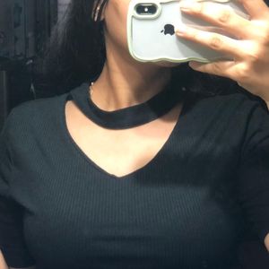 Black Choker Neck Top