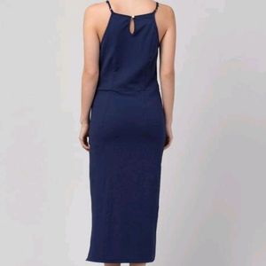 Halter Neck Navy Blue Maxi Dress