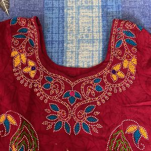 Red Colour Printed Kurti,Rajasthani print