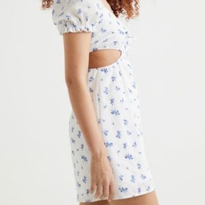 Cut Out Dress White/Blue Floral