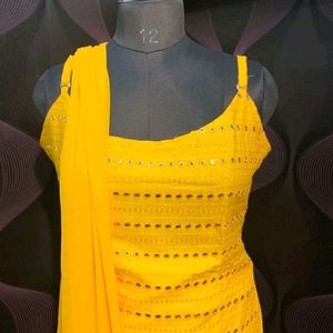 mirror wear yellow kurta set