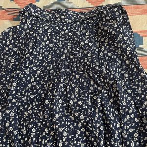 Blue Colour Flower Print Womens Dresses