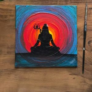 Shiva Painting On Canvas With Stand