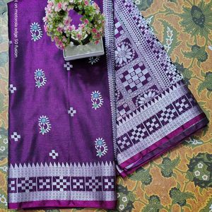 Banarsi Satan Saree Full Embroidery Work