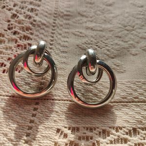 Silver Double Twist Loop Hoop Earrings (Women)