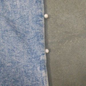 Blue Skinny Jeans With Pearl Details