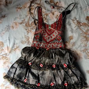 Black Frill Frock For Baby On Eid