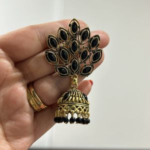 Black and Golden Peacock 🦚 Earrings