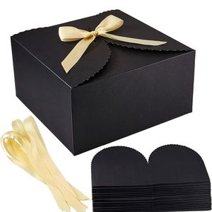 Black Paper Gift Box - 2 Piece with ribbon