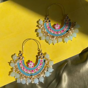 Ethnic Blue Chandbali Earrings for Women