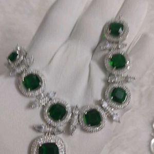 American Diamond Nano Setting Emerald Green Set