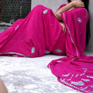 Fancy Hand Work Stone Saree