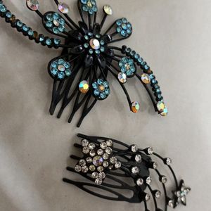 Silver And Blue Hair Accessories