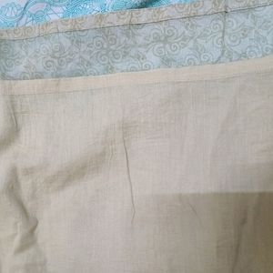 Silk Cotton Kurta With Blue Border