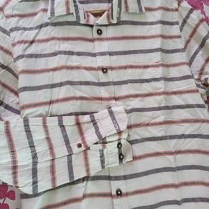 Cotton Blend Shirt For Men, Cream