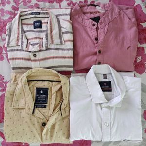 4 Full Sleeve Cotton Shirts For Men