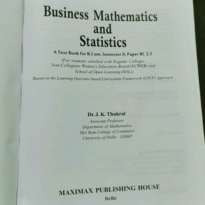 Business Mathematics | Delhi university | J k