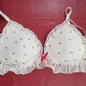 Heart printed Flat Type Bra