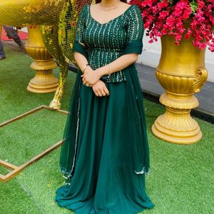 Bottle Green Choli Dress