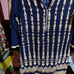 Beautiful Blue Kurta Set With Dupatta And Trouser