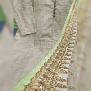 JUTE SUIT WITH HEAVY DUPATTA