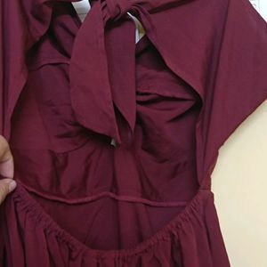Maroon Fit And Flare Dress