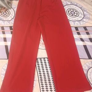 Red Slit Cut Trouser