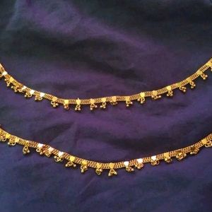 Gold Colour Coated Anklets Pair