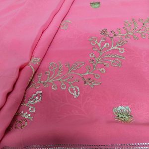 Baby Pink Embellished Sarees Without Blouse