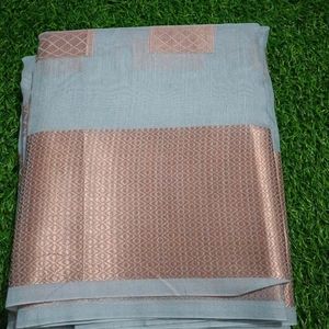 Copper Zari Soft Cotton Saree