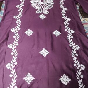 Cotton Embroidery Kurta With Lace