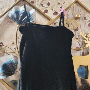 Black Velvet Slit Dress