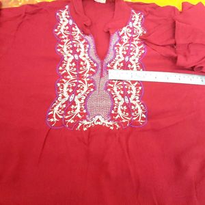 Red Colour Short Kurta For Women