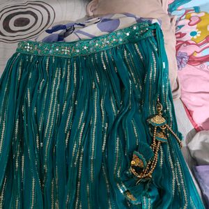 Heavy Lehenga In Sea Green Colour