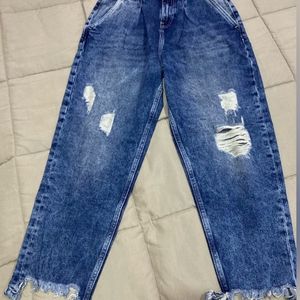 ONLYAcid-Wash Distressed Loose-Fit Jeans