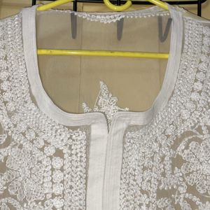 Premium White Georgette Chikankari Kurta