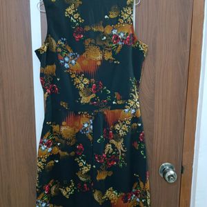 Black Floral A Line Dress